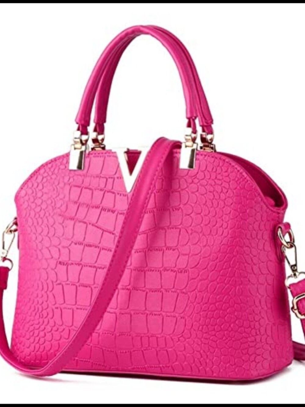 Faux Leather Satchel Handbag Crossbody Adjustable Strap Top Zip Women